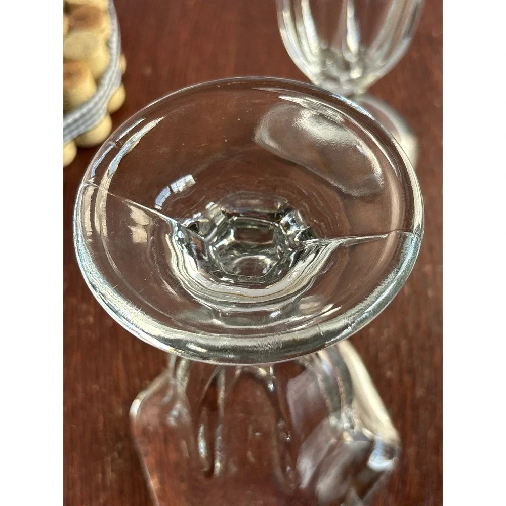 Vintage Clear‎ Glass Ice Cream Sundae Tulip Cups Scalloped Rim Footed Set of 4